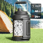 Meoky 1 Gallon Insulated Water Bottle for Sports 128 oz Triple Wall Vacuum Stainless Steel Water Jug - Top and Side Handles, Cold for 48 Hrs, 2-in-1 Straw and Spout Lid, Leak Proof for Hiking (Night)