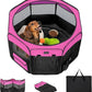 PETSFIT Portable Dog Playpen,36" Dog Play Pen Indoors with Removable Waterproof Mat & Zippered Roof | RV, Camping, Travel Dog Pen | Whelping & Cat Observation Space(36" L x 36" W x 21" H)