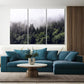 Nature Wall Art Prints - Ocean Forest Mountain Lake Canvas Landscapes - Small to Extra Large Living Room Bedroom Kitchen Bathroom Décor (Foggy Pine Forest, 39L" x 59W" - 3 Panels)