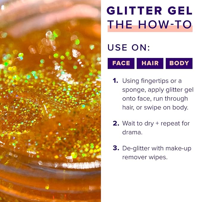 Unicorn Snot Face & Body Glitter - Cosmetic-Grade Holographic Glitter Gel - Makeup for Festivals, Raves, Anime Cosplay - Safe for Face, Easy Application & Removal, 1.7oz Orange (Fire)