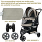 ROODO 3 Wheel Dog Pet Cat Stroller Best Lightweight Foldable Compact Portable Jogger All Terrain Travel Pet Gear Puppy Kitty Stroller for up to 30lbs Medium Small Dogs and Cats(Light Khaki)