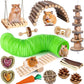 VESPRO Hamster Toys Set, Guinea Pig Toys Small Animal Chewing Toy and Rat Cage Accessories, Chinchillas, Gerbils, Rats, Rabbit Rodents Teeth Care, Apple Wood Timothy Hay Mouse Toy Swing Seesaw Bridge