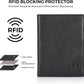 Polare Luxury RFID Blocking Leather Passport Holder Travel Wallet For Men and Women (Black with AirTag Slot)