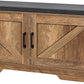 2-Tier Storage Bench, Shoe Bench with Padded Seat Cushion, Entryway Bench with 2 Barn Doors, Adjustable Shelf, 13.8" D x 39.4" W x 17.7" H, for Entryway, Living Room, Bedroom, Rustic Walnut