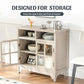 Chogori 31.5" Solid Wood Buffet Cabinet with Storage, Farmhouse Sideboard with 2 Doors, Coffee Bar Cabinet for Dining Room, Kitchen, or Living Room, Gray