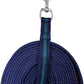 Soft Padded Lunge Line Rein Lead for Horses 27ft Looped Handle Swivel Clip (Navy/Green)