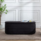 Kmax Storage Bench Faux Fur Entryway Bench Upholstered Ottoman Bench for Bedroom Living Room Hallway, Black