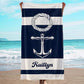 JML Personalized Beach Towel with Name, Custom Anchor Beach Towel, Customized Microfiber Pool Towel, Quick Dry & Absorbent Swim Towel for Adult,Mother's Day, Birthday, Summer Holiday,Vacation