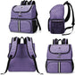 BAGLHER Pet Travel Bag, Double-Layer Pet Supplies Backpack (for All Pet Travel Supplies), Pet Travel Backpack with 2 Silicone Collapsible Bowls and 2 Food Baskets Purple