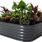 Vego garden Aluzinc Raised Garden Bed Kits, 17" Tall 6 in 1 Modular Metal Raised Planter Bed for Vegetables Flowers Patio Ground Planter Box-Modern Gray