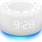 Buffbee Sound Machine & Alarm Clock 2-in-1, 0-100% Clock Face Brightness, Bottom Colored Light, Sleep Timer, Precise 30-Level Volume Control White Noise Machine - White