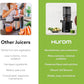 Hurom H320 Cold Press Juicer Machine, Easy to Clean Masticating Slow Juicer, Coarse Strainers, Self-Feeding, Hands Free, Family Size, Quiet Motor, Easy Assembly (Black)