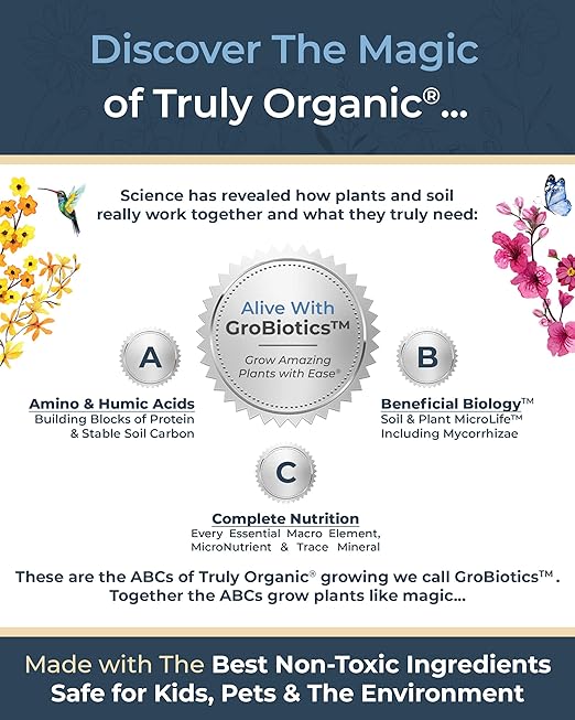 Organic Plant Magic - Truly Organic™ Easy to Use Soluble Plant Food Shaker: All-Purpose Fertilizer Concentrate for All Flower Vegetable Herb Fruit Tree Indoor Garden & House Plants [Four 3 oz Shaker]