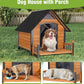 Large Dog House Outdoor Weatherproof with Porch, All-Metal Frame Chew-Proof Dog Kennel with Asphalt Roof, for Small Medium Large Dogs