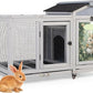 COZIWOW 39inches Assembled Wood Rabbit Hutch Indoor，Wide Space Small Animal Houses with Removable Tray&Safety Lock，Bunny Cage with Waterproof Roof&Solar Panels (Grey with Pattern)