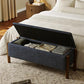 Modern Storage Benches with Walnut Wood Legs, 47'' Ottoman Bench with 20 Gallons Storage Space for Bedroom End of Bed, Fabric Upholstered Entryway Bench with Seating for Livingroom, Blue