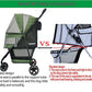 ROODO 3 Wheel Pet Stroller Best Lightweight Foldable Compact Portable Jogger All Terrain Travel Pet Gear Puppy Kitty Stroller for up to 30lbs Medium Small Dogs and Cats(Green)