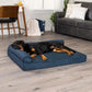 Furhaven Cooling Gel Dog Bed for Large Dogs w/ Removable Bolsters & Washable Cover, For Dogs Up to 95 lbs - Plush & Almond Print L Shaped Chaise - Blue Almonds, Jumbo/XL