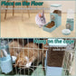 kathson Hanging Automatic Rabbit Pet Food and Water Dispenser, Auto Gravity Bunny Feeders for Cages, Detachable Self-Feeding Feeder and Waterer Set for Ferrets Chinchilla Hedgehog (Light Blue)