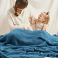 Carriediosa 100% Cotton Muslin Throw Blanket 90" X 90" Queen Size，4-Layers Summer Gauze Throws for Bed Couch，Soft Lightweight Breathable Linen Blankets Bedspread for Adults All Season，Dusty Blue