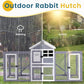 GEGURI Wooden Rabbit Hutch, Indoor Outdoor Chicken Coop Bunny Cage with Waterproof Roof