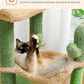 PEQULTI 4-in-1 Cactus Cat Tree, 33'' Cat Tower for Indoor Cats with Large Condo, Cat Scratching Post for Cats with Deep Hammock& Cozy Top Perch,Green