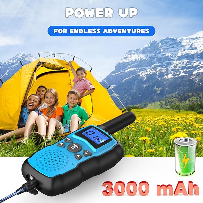 Wishouse Rechargeable Walkie Talkies for Kids Long Range with USB Charger,Outdoor Camping Games with Flashlight Indoor Fun Army Toys for Boys Girls Family,Xmas Birthday Gift for 3-12 Year Old Children