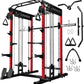 M21 Smith Machine, Multi-Function Power Cage with Dual Pulley Cable Crossover System, 2000LBS All-in-One Squat Rack with Smith Bar and Attachments