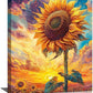 Sunflower Wall Art Canvas Yellow Floral Wall Decor Prints Framed Painting Pictures Gifts Artwork for Bathroom Bedroom Living Dining 12"x16"
