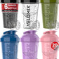 '-6 PACK- Shaker Cups for Protein Shakes 20 oz - 6x Wire Whisk | Leak Proof Protein Shaker Bottle for Protein Shakes, Shaker Bottle Pack for Pre & Post Workout, Shaker Cup (Muted Contrast)