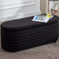 Storage Ottoman Bench Upholstered Fabric Storage Bench End of Bed Stool with Safety Hinge for Bedroom, Living Room, Entryway (45.5-inch, Black)