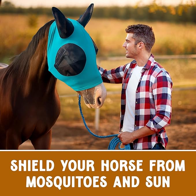Horse Fly Mask - Arab Equine Fly Mask with Full Coverage for Eye & Ear - Stretchable UV & Sun Protection Flymask for Horses, Ponies & Mini Horses - Horse Face Cover for Pasture & Trail - Purple