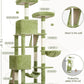 Cat Tree for Indoor Cats, 71'' (180cm) Multi-Level Cat Tower for Large Adult, Sturdy Cat Tree House with 2 Scratching Boards 7 Posts, 2 Plush Perches/Condos, Hammock, Green GCT032GR