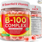2 Pack Vitamin B Complex Gummies for Women & Men, All B Vitamins - Methyl B12, MTHF Folate, B1, B2, B3, B5, B6, Biotin w/ Vitamin C, Choline, Inositol, PABA for Energy, Brain & Immunity, Sugar Free