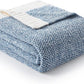 Snuggle Sac Blue Bedding Blanket Twin Size for Bed and Sofa, Reversible Super Soft Blankets Warm Cozy Knit Blankets Fuzzy Plush for Couch, Living Room, Blue, 60x80 inches