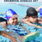 Kids Swim Goggles, Swimming Goggles for Kids Toddlers 3-14 with Swim Cap, Nose Clip, Nose Bridge, Ear Plugs