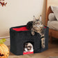 Gothic Cat Condo Cave for Indoor Cats, Spacious Indoor Coffin Cat House Bed,Large 20x13.5inch Bunk Perch, Stable Cubbie for Pets Rabbits, Halloween Red Black