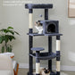 Cat Tree for Large Cats with Metal Plush Big Hammock, 56.3" Cat Tower for Indoor Cats with 2 Door Condo House, 6-Tier Cat Shelves with Scratching Posts and Large Top Perch, Dark Gray
