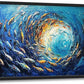Extra Large Framed Abstract Ocean Fish Wall Art,Oversized Blue Sea Nautical Fish Wall Decor Pictures for Living Room,Canvas Print Painting Modern Artwork Bedroom Office Bathroom Home Decor 36L x24W