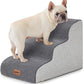 Pet Stairs for Small Dogs 15.7" H - Dog Stairs for Couch and Bed, 35D Foam Dog Steps Ramp with Non-Slip Bottom Grey, 3 Steps
