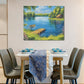 Large Lake Cabin Wall Art for Living Room, Framed Oversized Tree Boat Wildflowers Wall Decor Nature Landscape Canvas Painting Modern Artwork for Bathroom Bedroom Office Dining Room 36"x24"