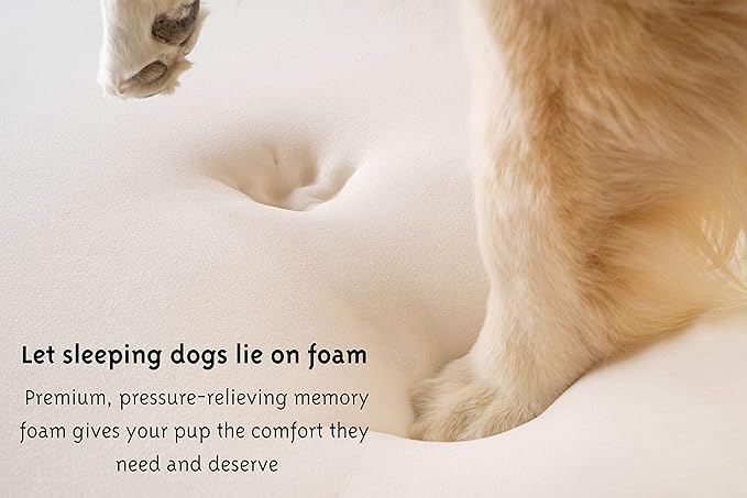 PupRug Orthopedic Dog Bed for Large Dogs with Fluffy Soft Faux Fur and Memory Foam for Joint Pain Relief, Machine Washable and Waterproof Couch Bed, White, Extra Large