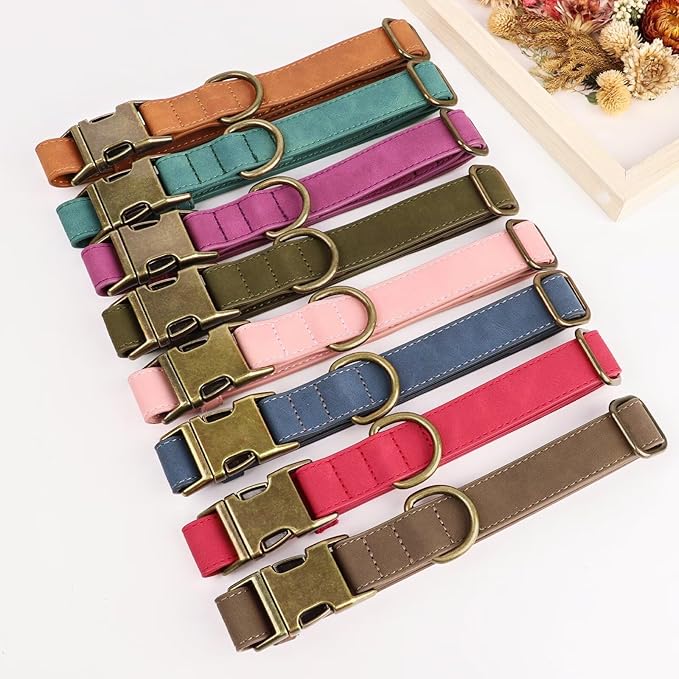 Didog Soft PU Leather Dog Collar, Stylish Quick Released Dog Collars for Small Dogs, Easy Clean Adjustable Pet Collar for Daily Walking, Light Brown, S Fit 10-16" Neck