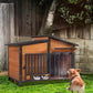Dog House Outdoor with Bowls Weatherproof Dog Kennel with Anti-Chewing Iron Frame Dog Shelter for Small Medium Dogs