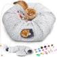 Odoland Cat Tunnel Bed with 20 Cat Toys - Indoor Plush Kitten Couch, Detachable Cats Cave Donut Tunnel & Soft Kitten Toy Set - Cozy Cat Furniture, White