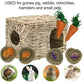 kathson 2 Pcs Rabbit Grass House Natural Foldable Hand Woven Seagrass Bed Carrot Hay Toy Hut Safe Comfortable Playhouse with Bunny Chew Toys for Bunny Hamster Guinea Pig Chinchilla Ferret