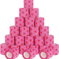 24 Pack Self Adhesive Vet Wrap & Medical Tape, 2 Inch x 5 Yards Cohesive Bandage Wrap - Pink Heart Grip Tape for Ankle, Wrist Sprains, Sports, Pet First Aid