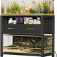 40-50 Gallon Fish Tank Stand with Power Outlet & 2 Storage Drawers, Heavy Duty Metal Frame Aquarium Stand with Waterproof Mat, 36.6" L*19.1" W Tabletop, 800LBS Capacity, Black