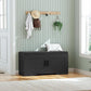2-Tier Storage Bench, Shoe Bench with Thickened Padded Seat Cushion, Entryway Bench with 2 Doors, Adjustable Shelf, 13.8" D x 37.4" W x 18.5" H, for Entryway, Living Room, Bedroom, Black