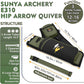 SUNYA Archery Hip Quiver for Arrows. Includes 3 Tubes Arrow Holder, Accessories Pockets and Waist Belt. Fit for Compound and Recurve Bow Practice.
